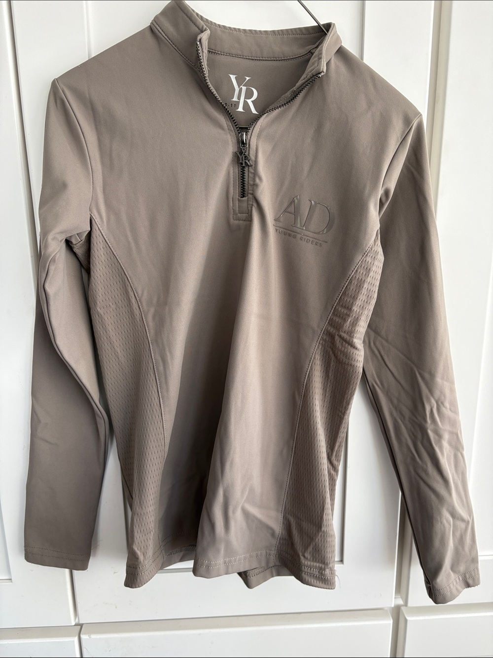 Aztec Diamond Equestrian Riders Taupe Quarter-Zip Performance Top